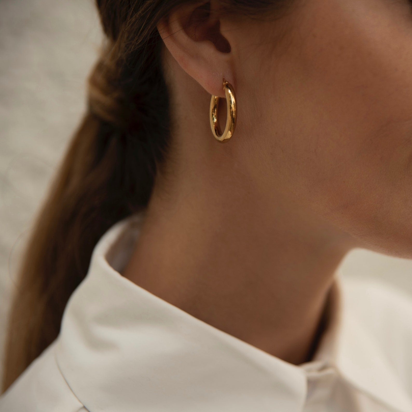Oval Round Gold Earrings