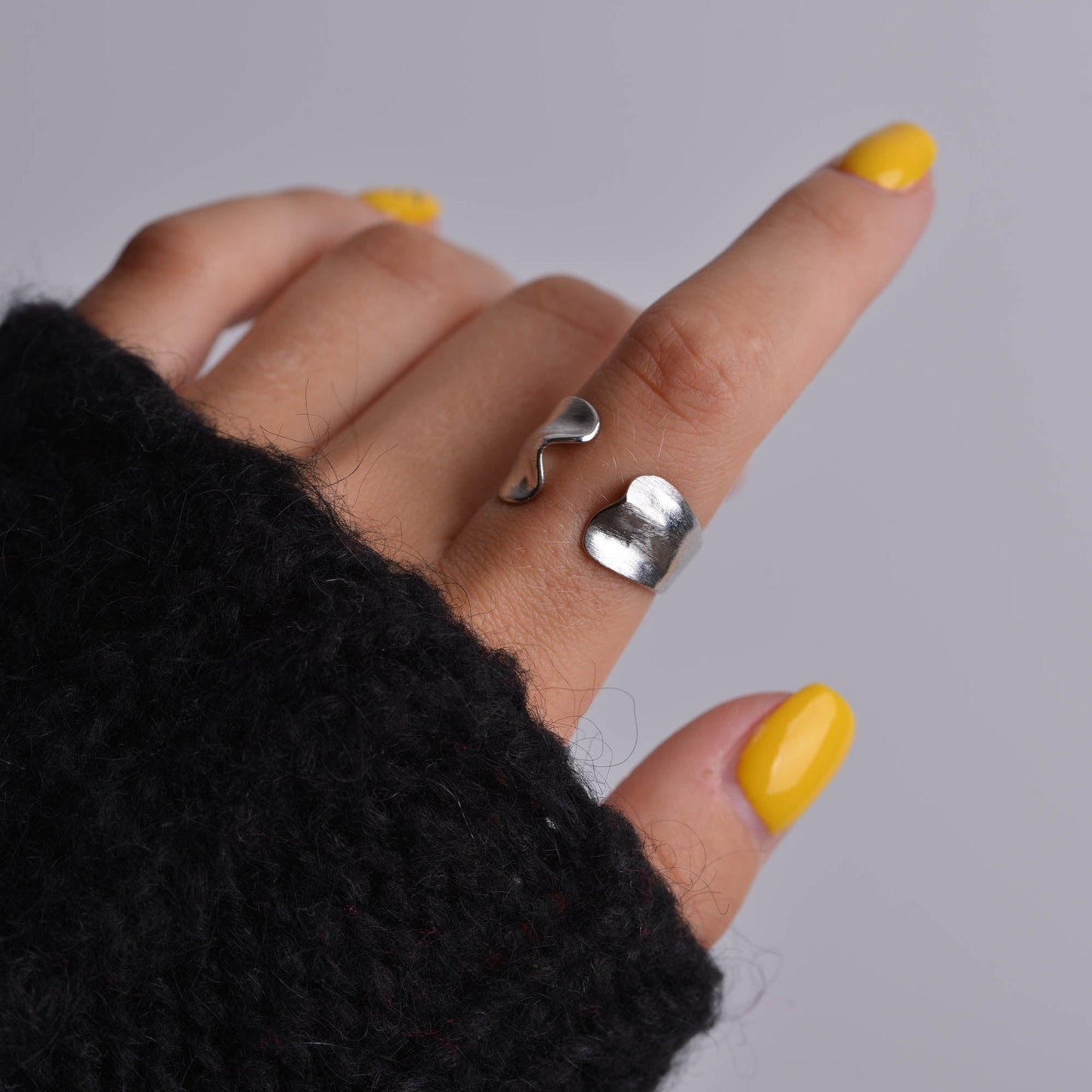 Rusty Polished Silver Ring