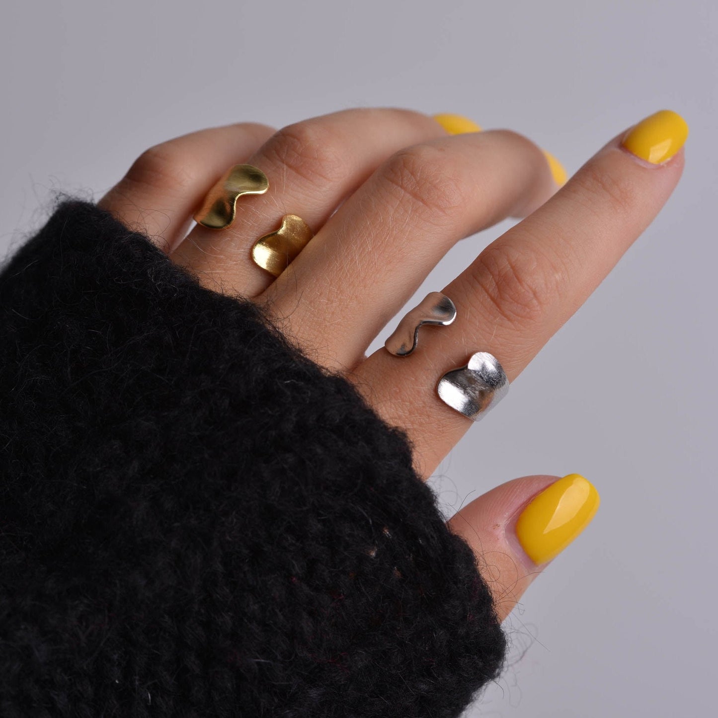 Rusty Polished Silver Rings