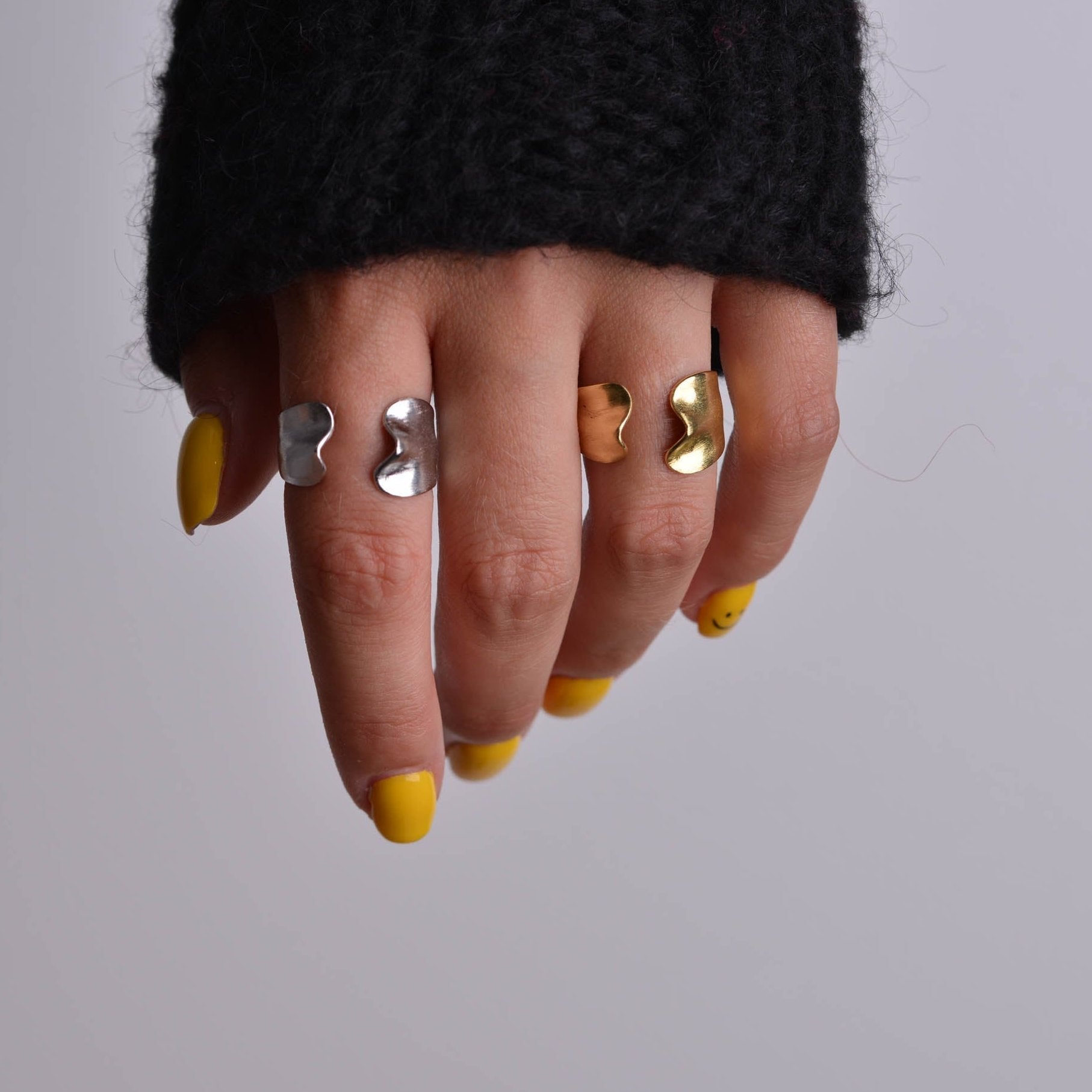 Rusty Polished Silver and Gold Ring