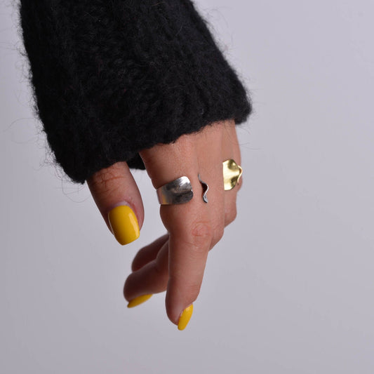 Rusty Polished Silver and Gold Rings