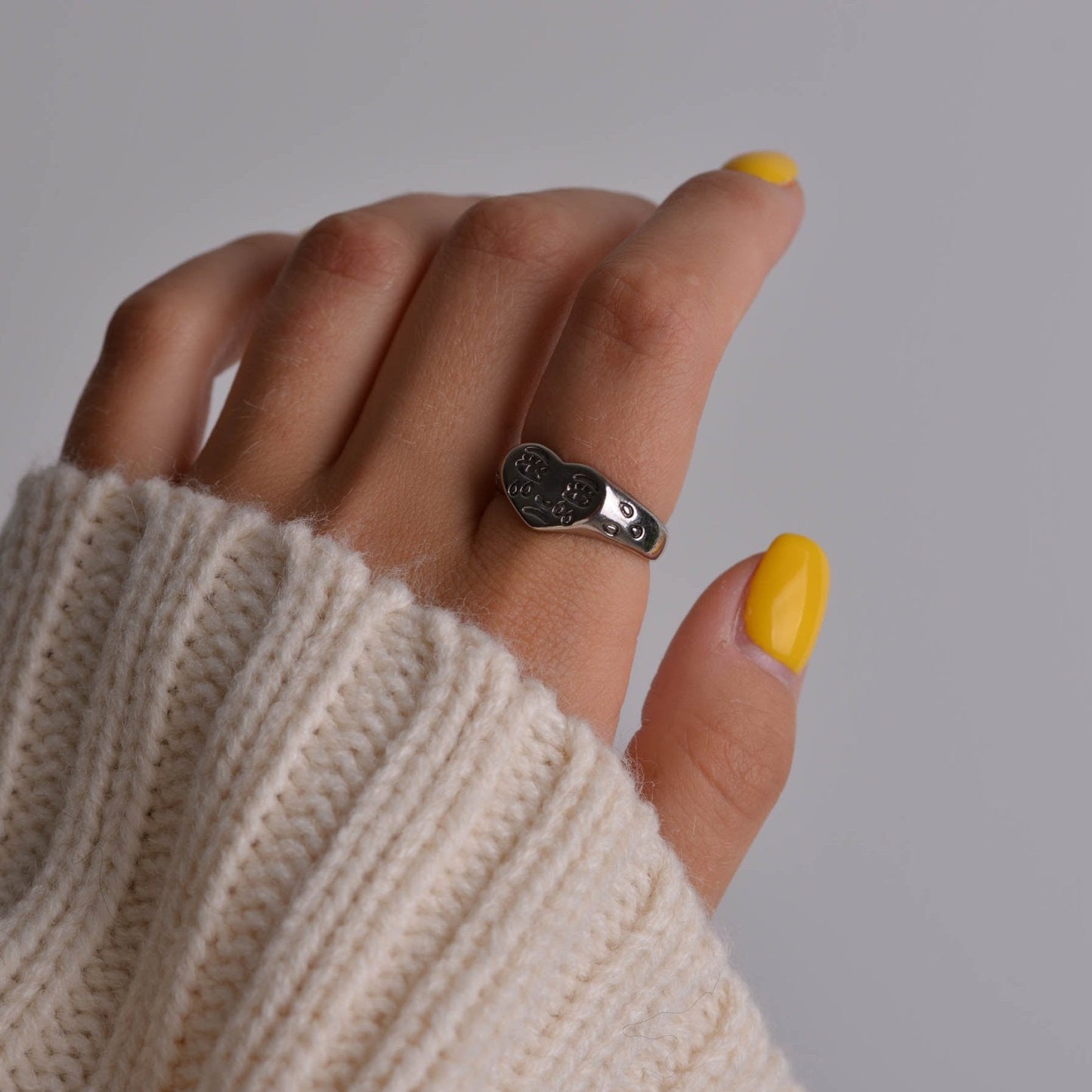 Sad Face Silver Ring