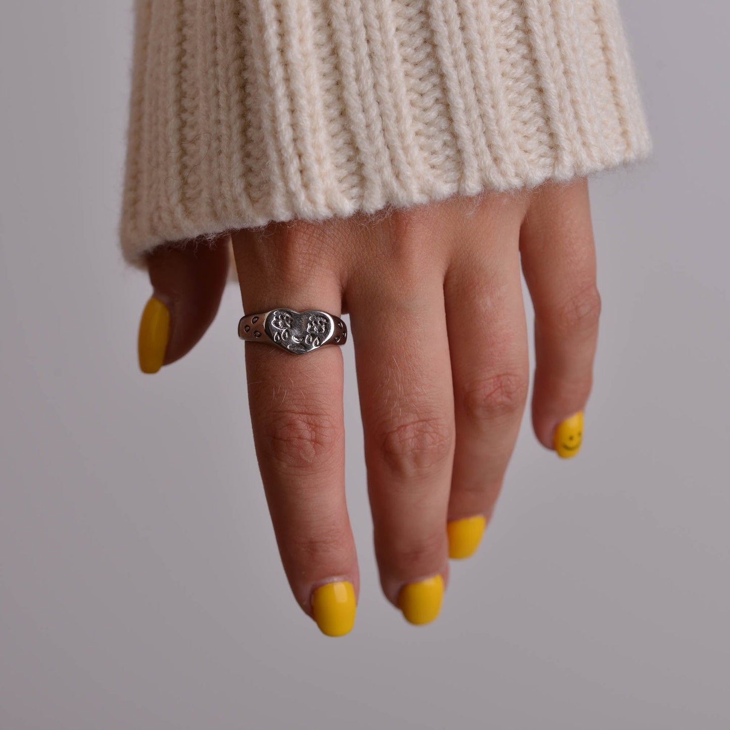 Sad Face Silver Ring