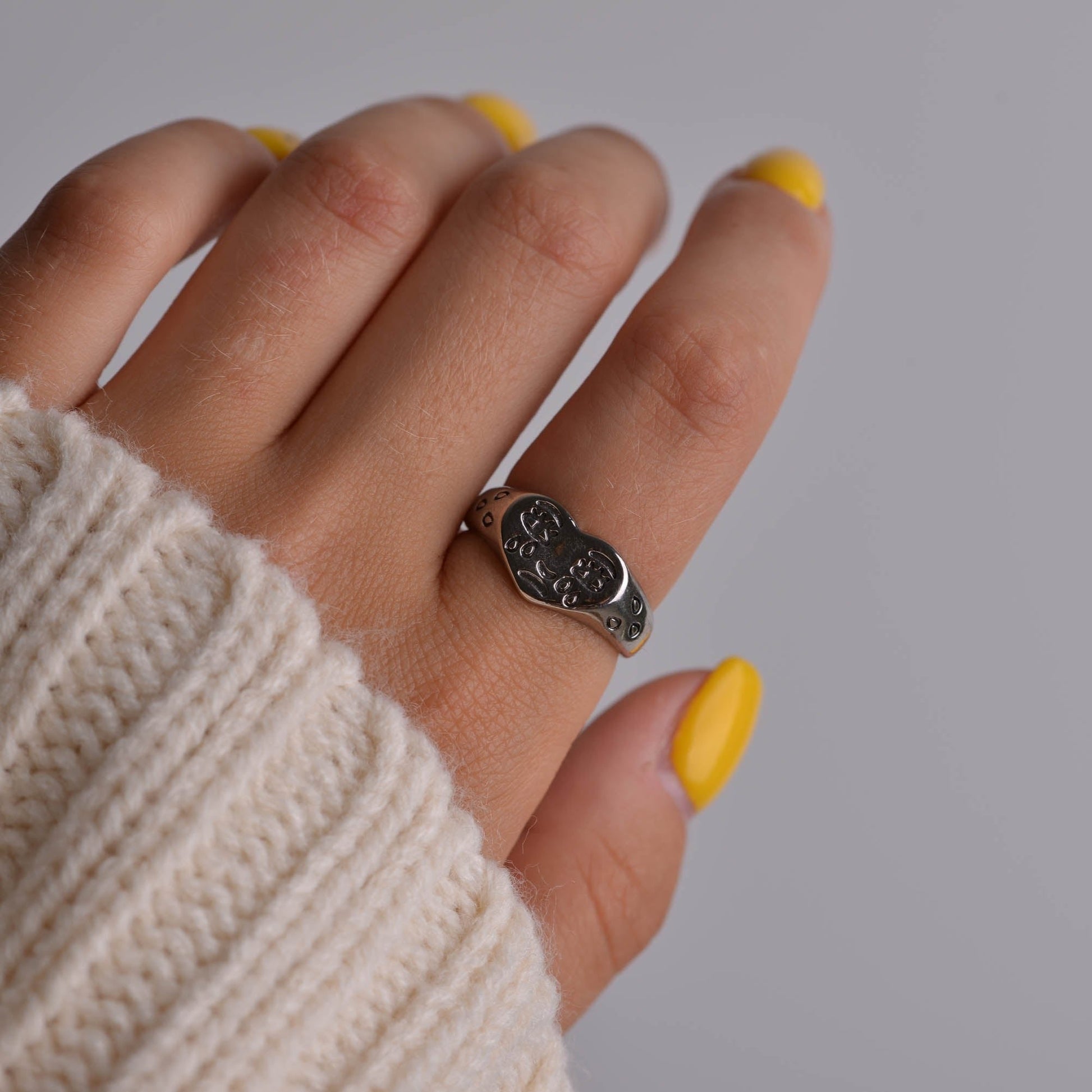 Sad Face Silver Ring