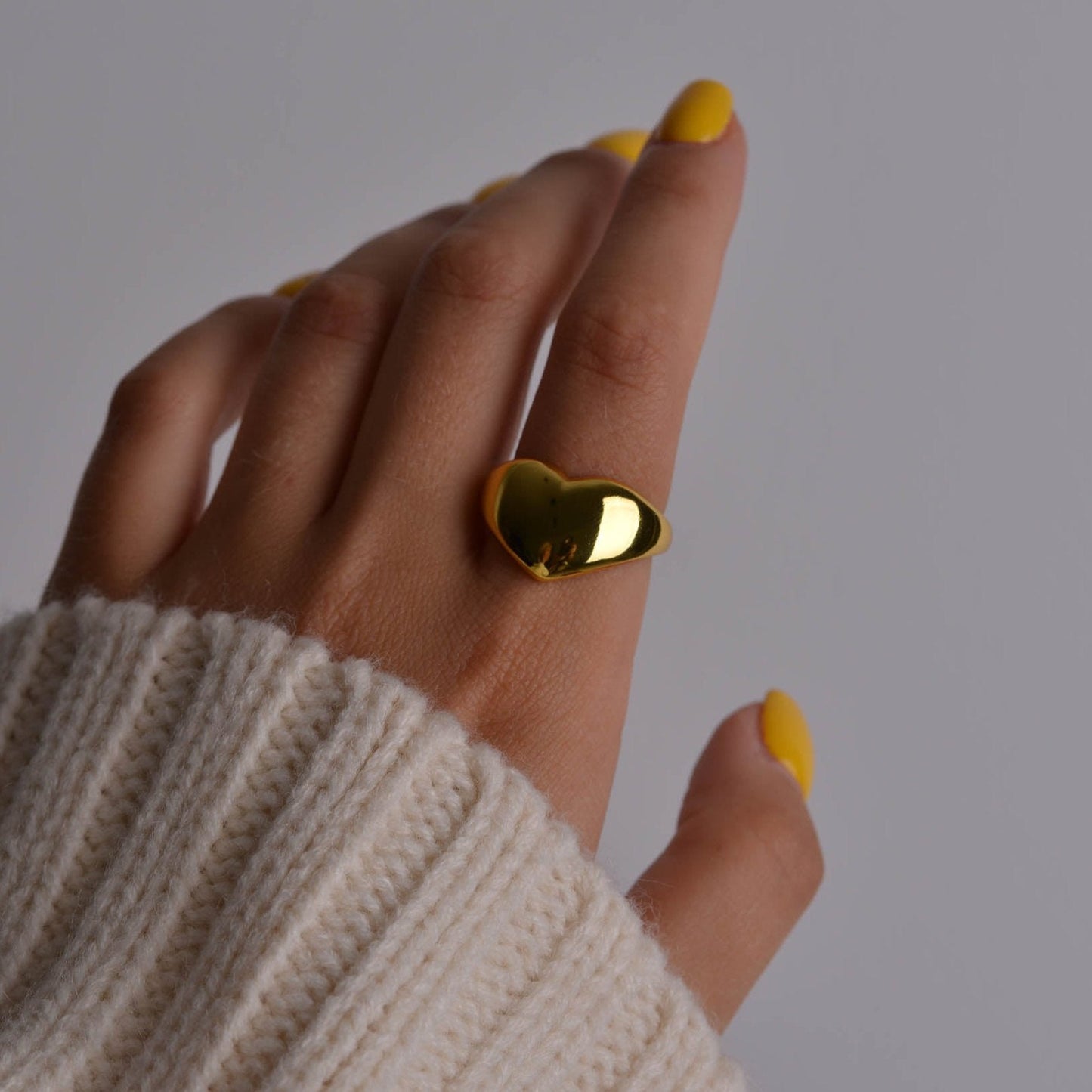Signet Heart Gold Ring