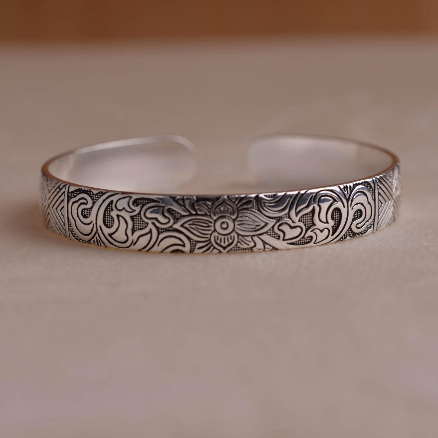 Silver Lotus Bracelet