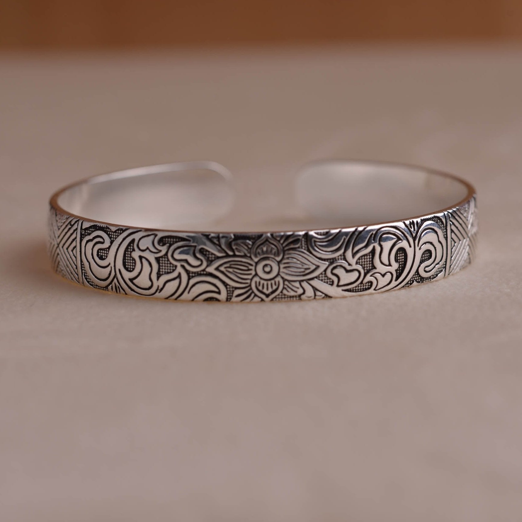 Silver Lotus Bracelet