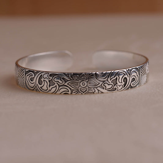 Silver Lotus Bracelet