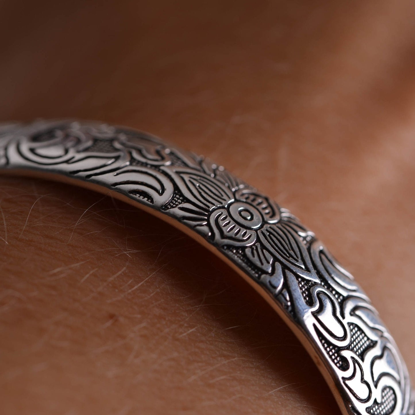 Silver Lotus Bracelet