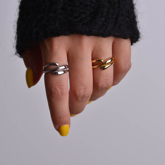 Stackable Gold and Silver Band Ring