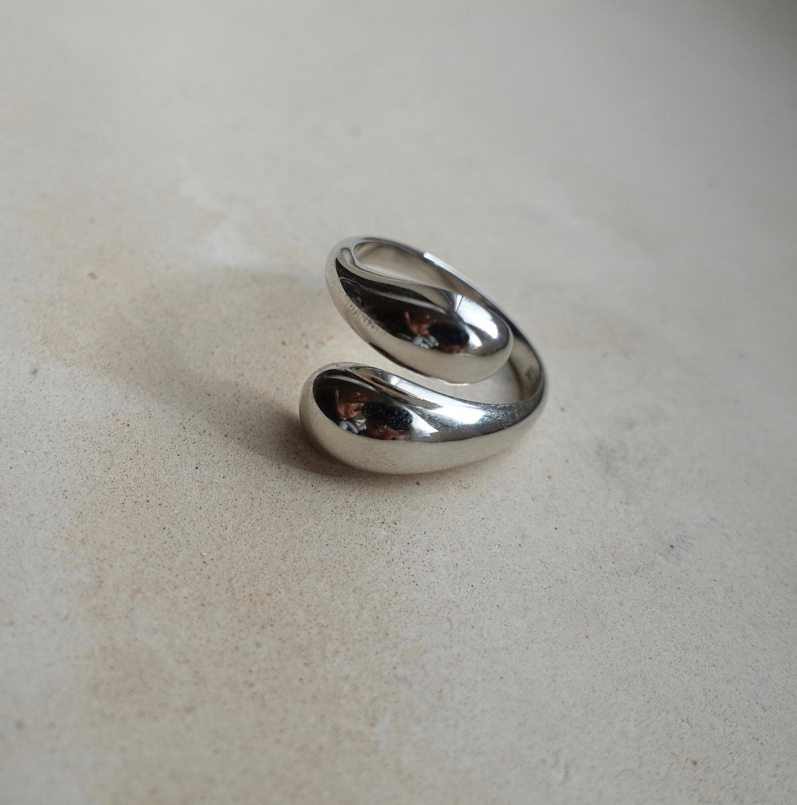 Twisted Dangle Drop Silver Ring