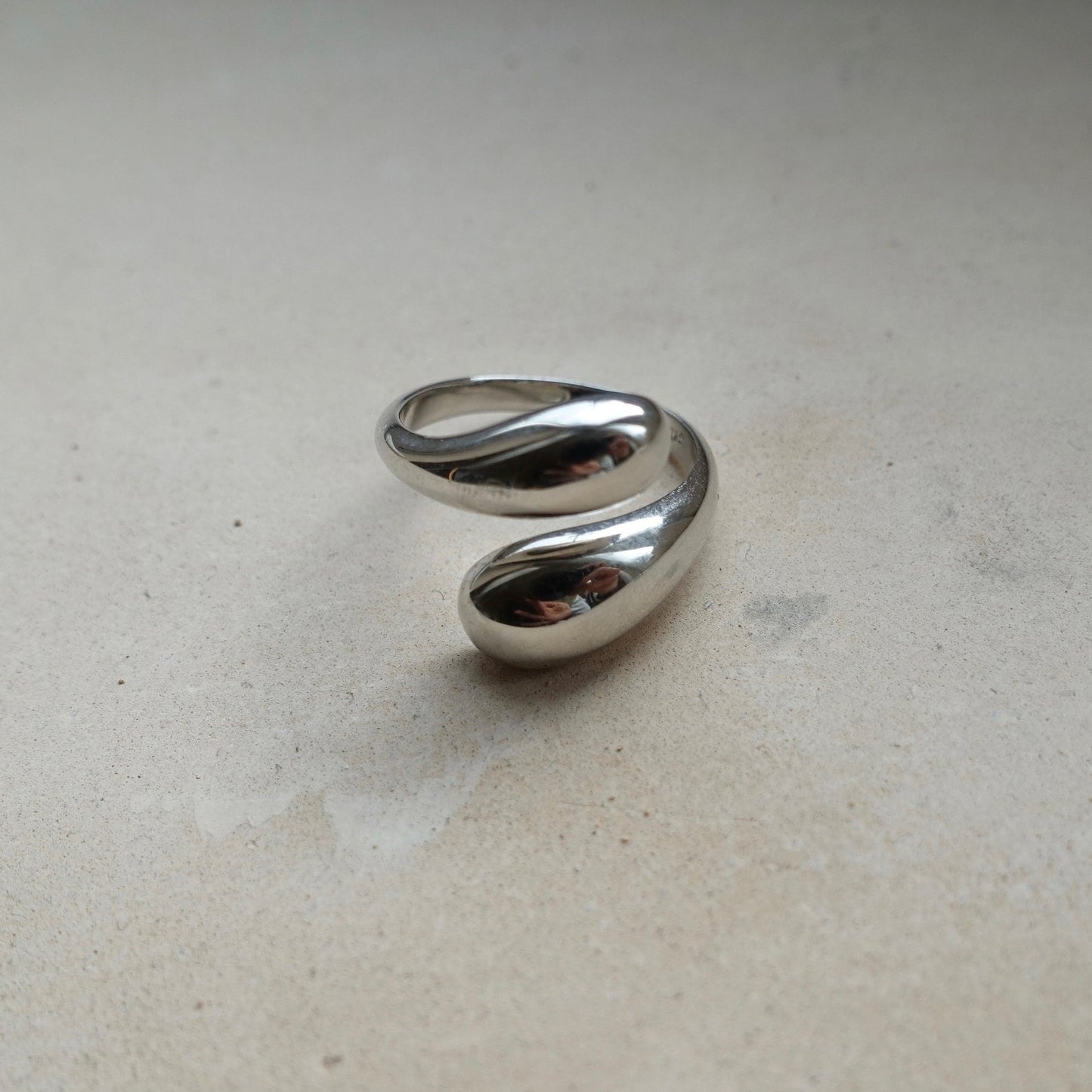 Twisted Dangle Drop Silver Ring