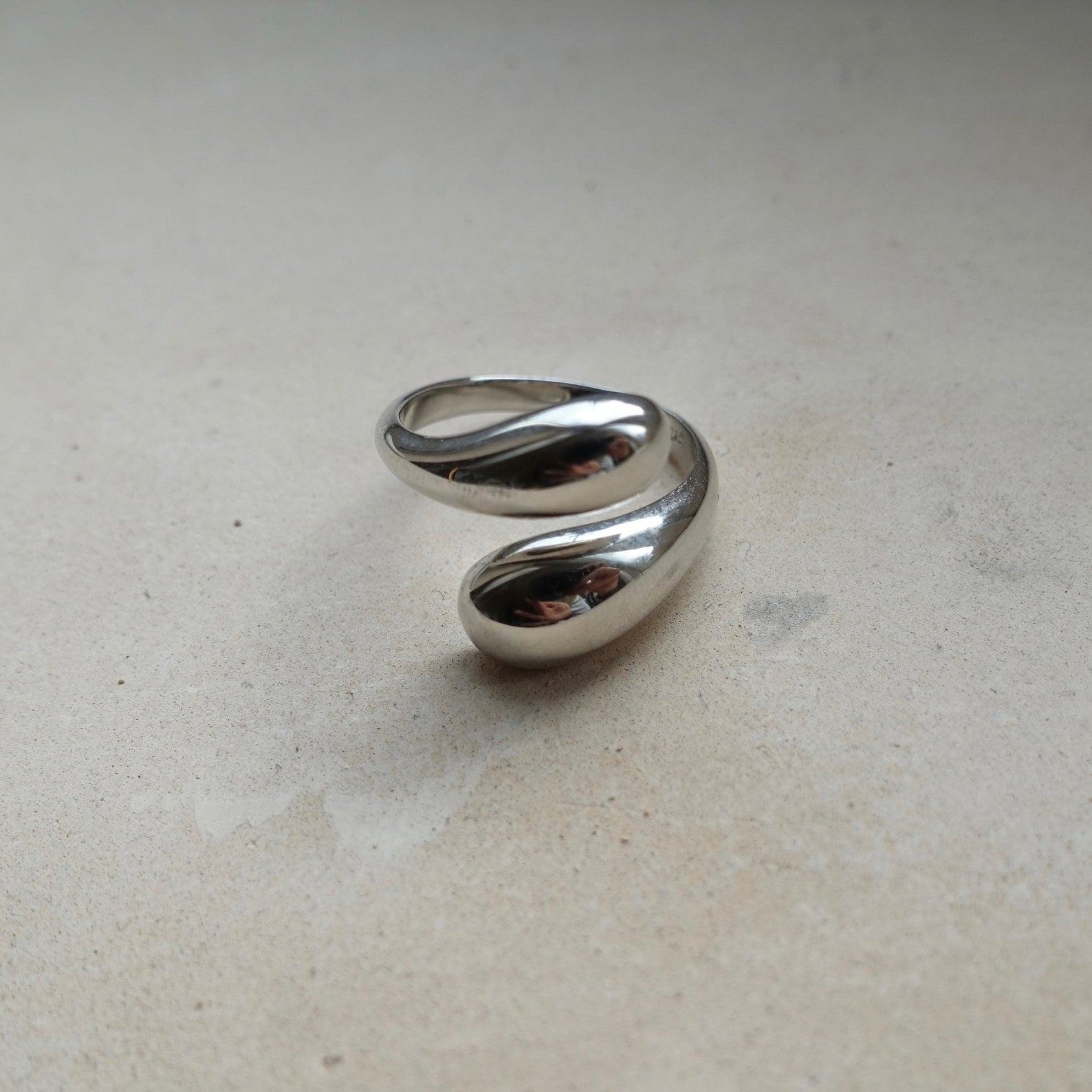 Twisted Dangle Drop Silver Ring