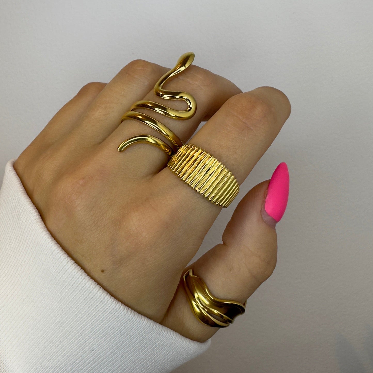 Twisted Snake Ring Gold Set
