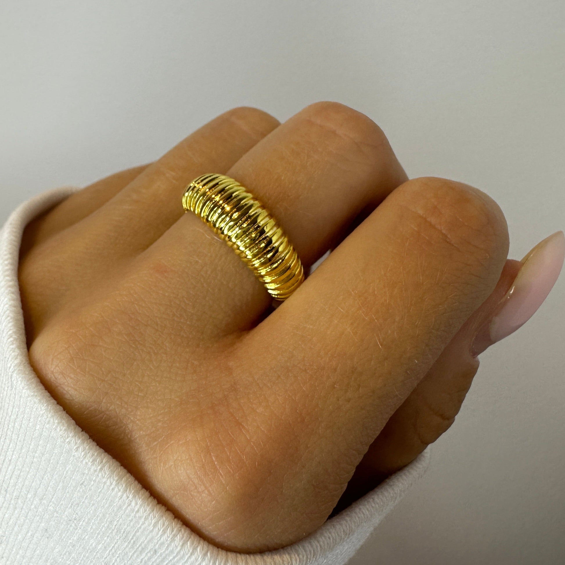 Wavy French Croissant Gold Ring