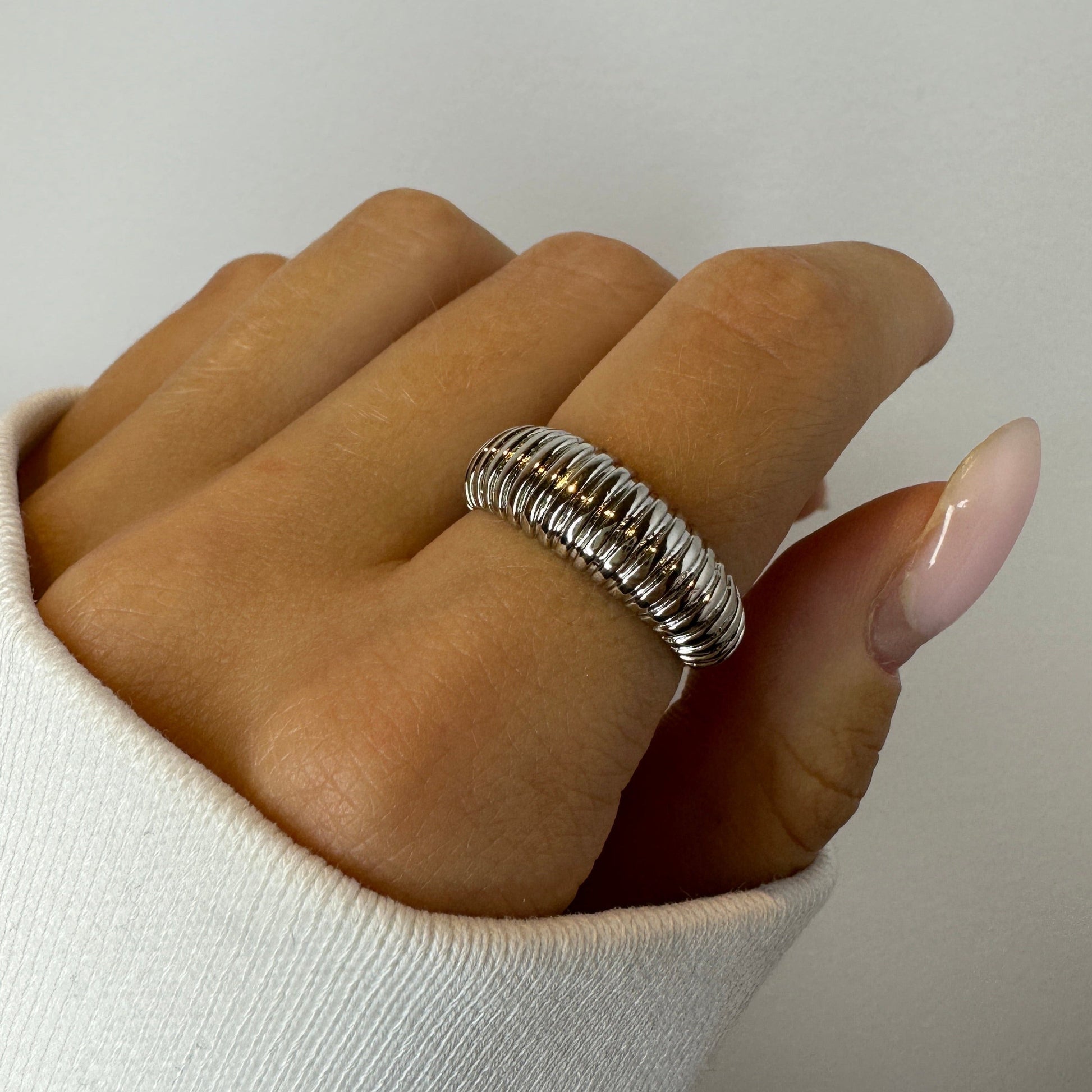 Wavy French Croissant Silver Ring