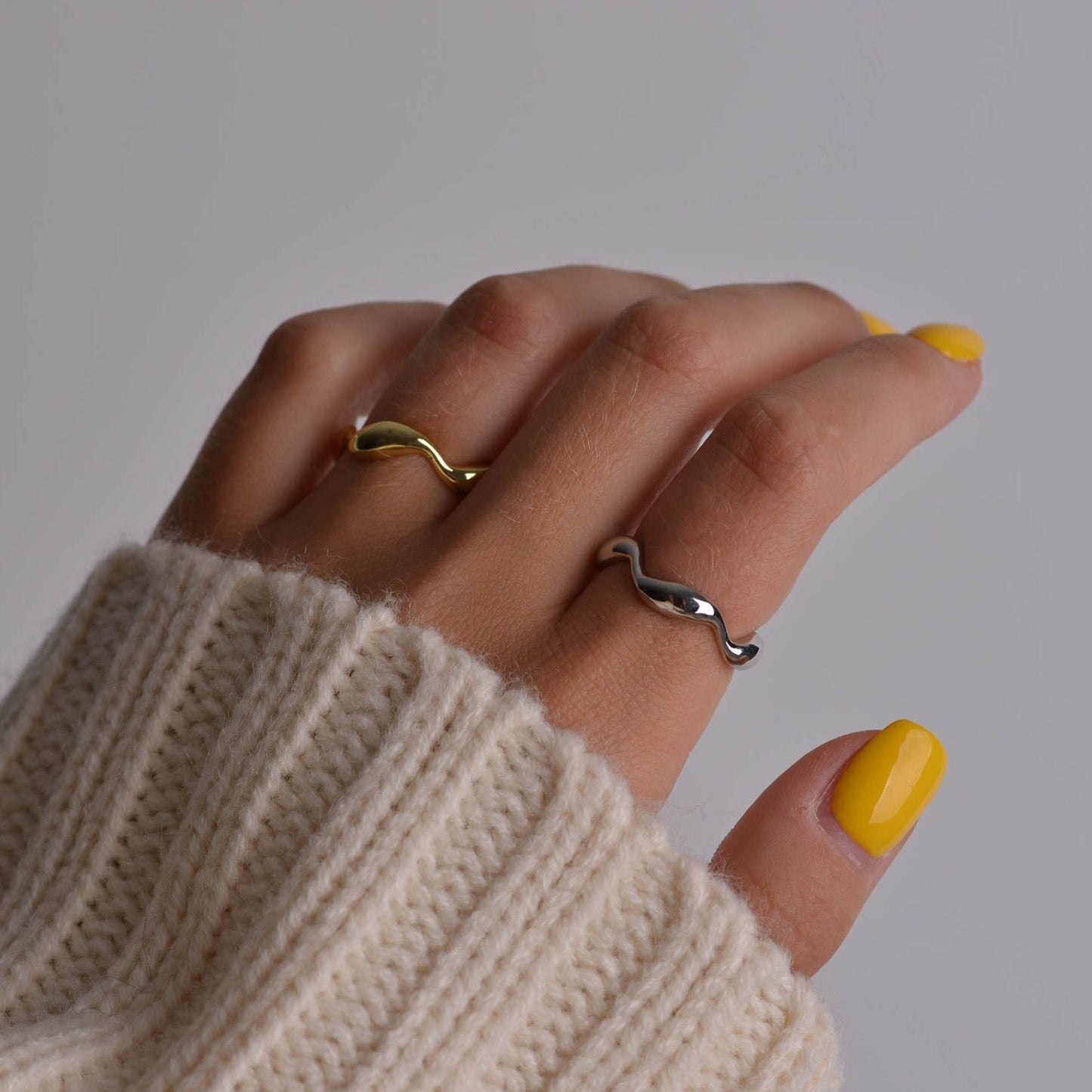 Wavy Silver and Gold Ring