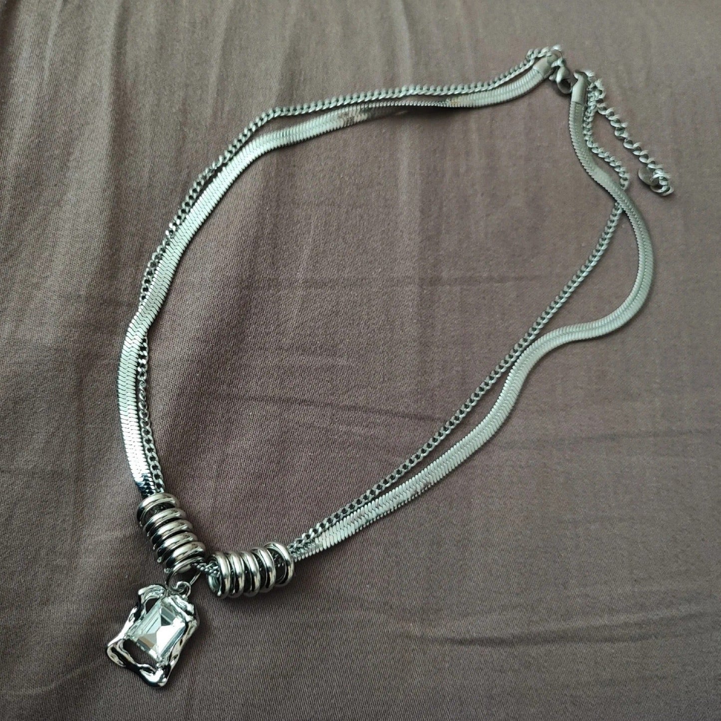 White Silver Onyx Pendant Necklace