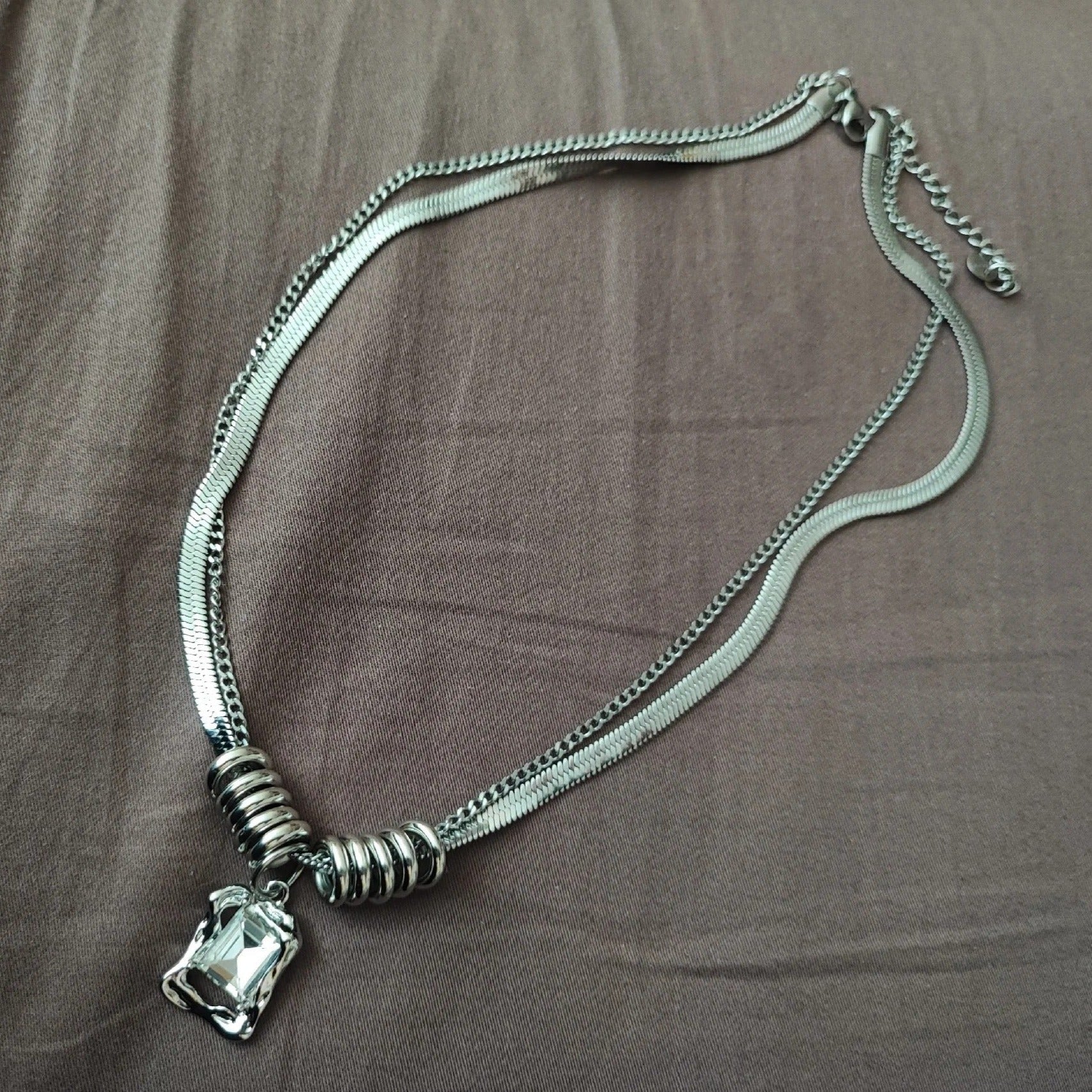 White Silver Onyx Pendant Necklace