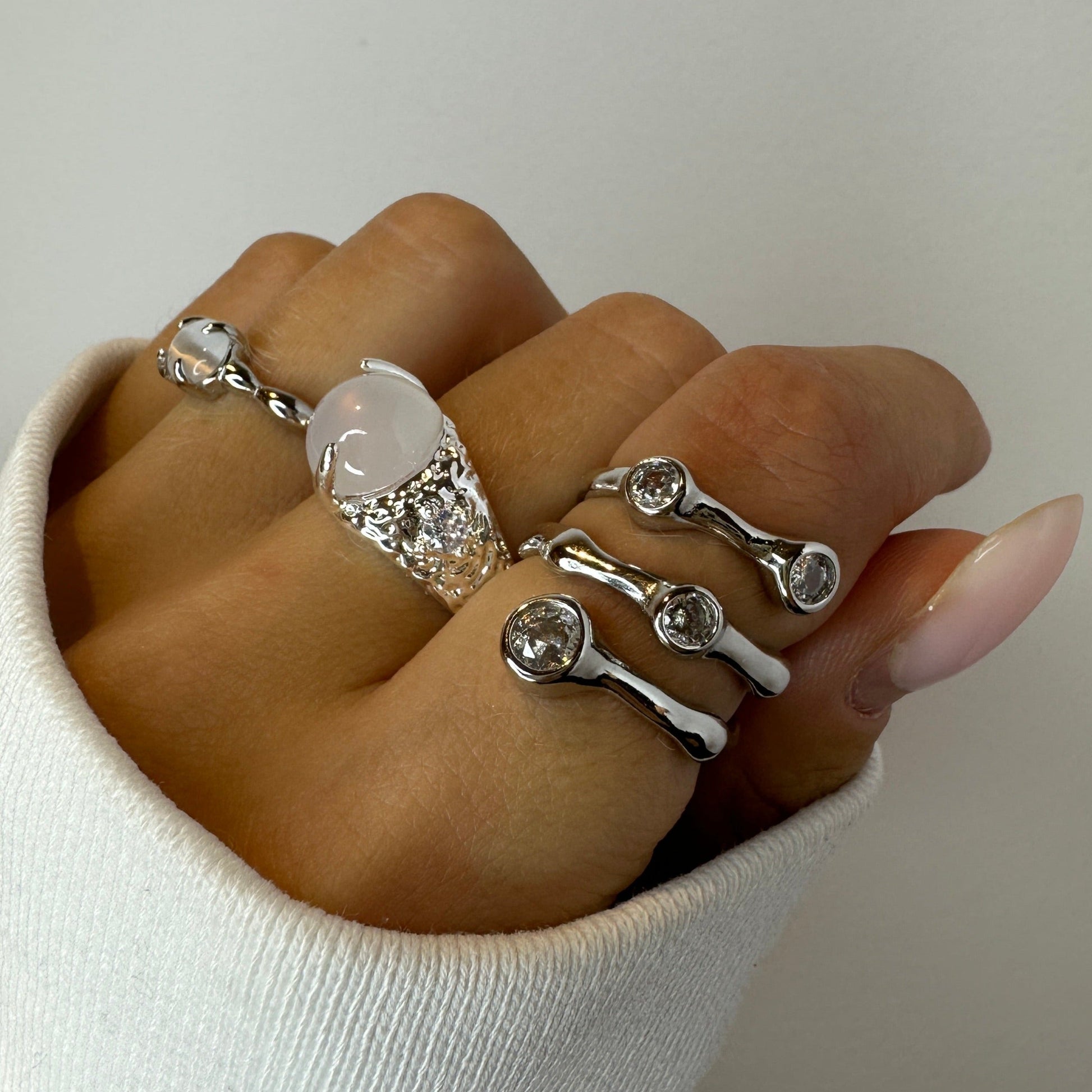 Cubic Zirconia Gemstone Silver Rings