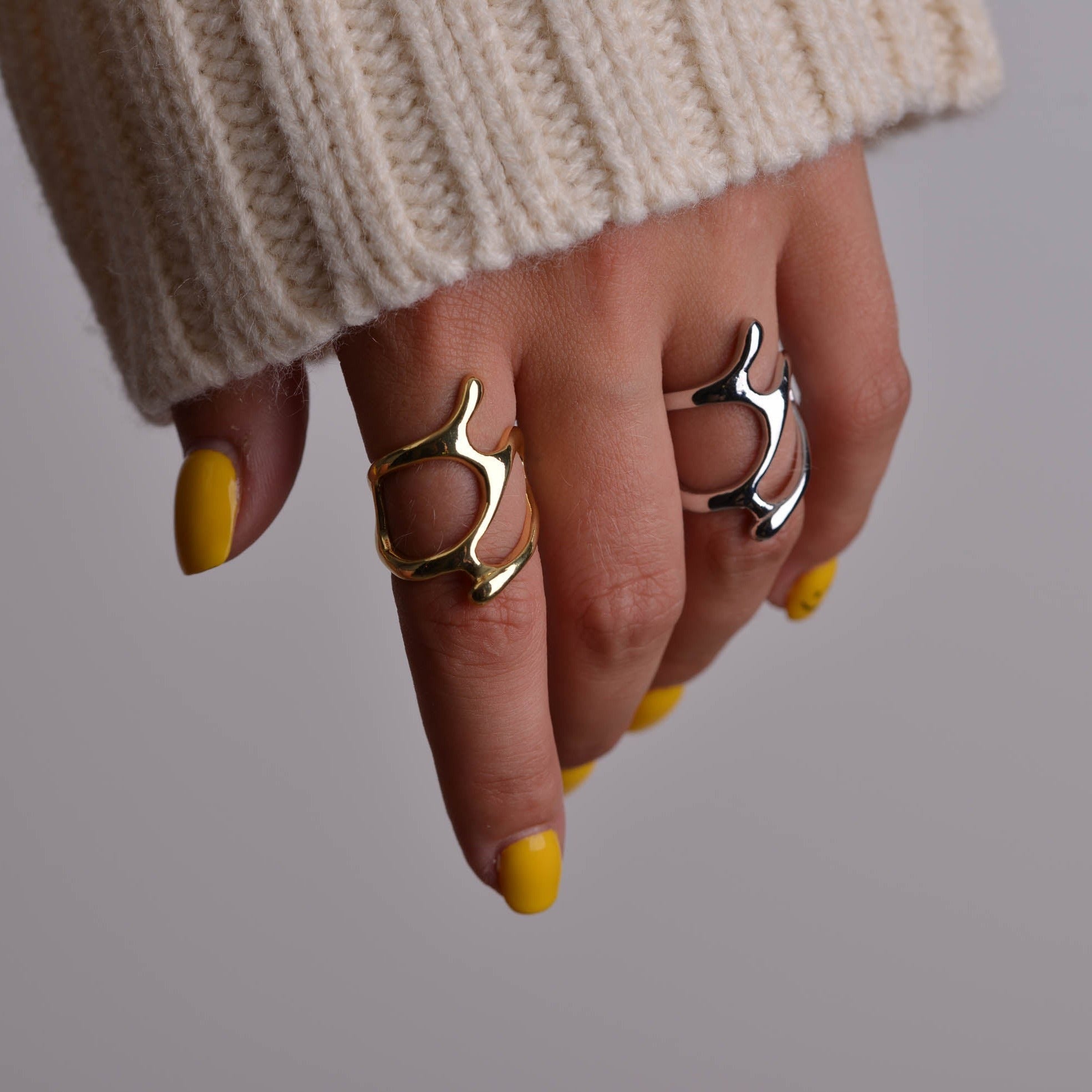 Modern Gold and Silver Geometric Rings