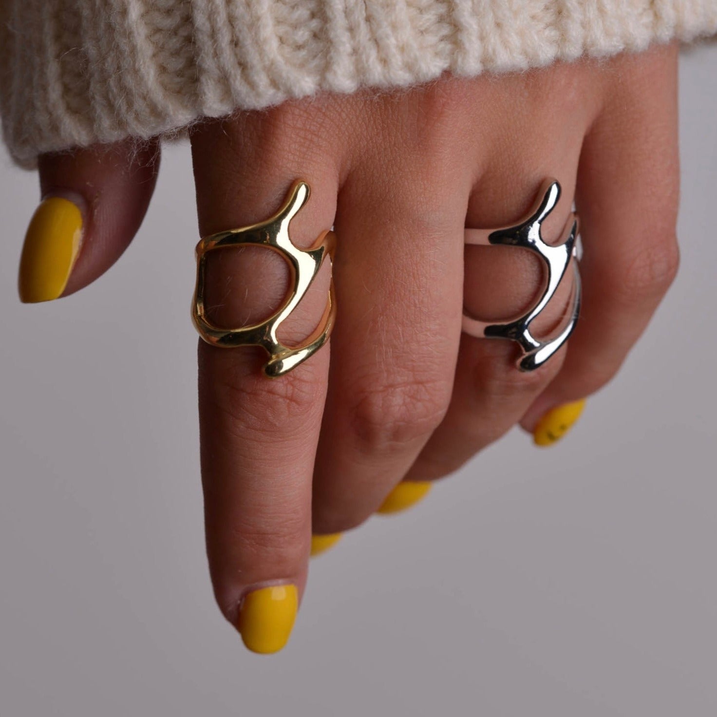 Modern Gold and Silver Geometric Rings