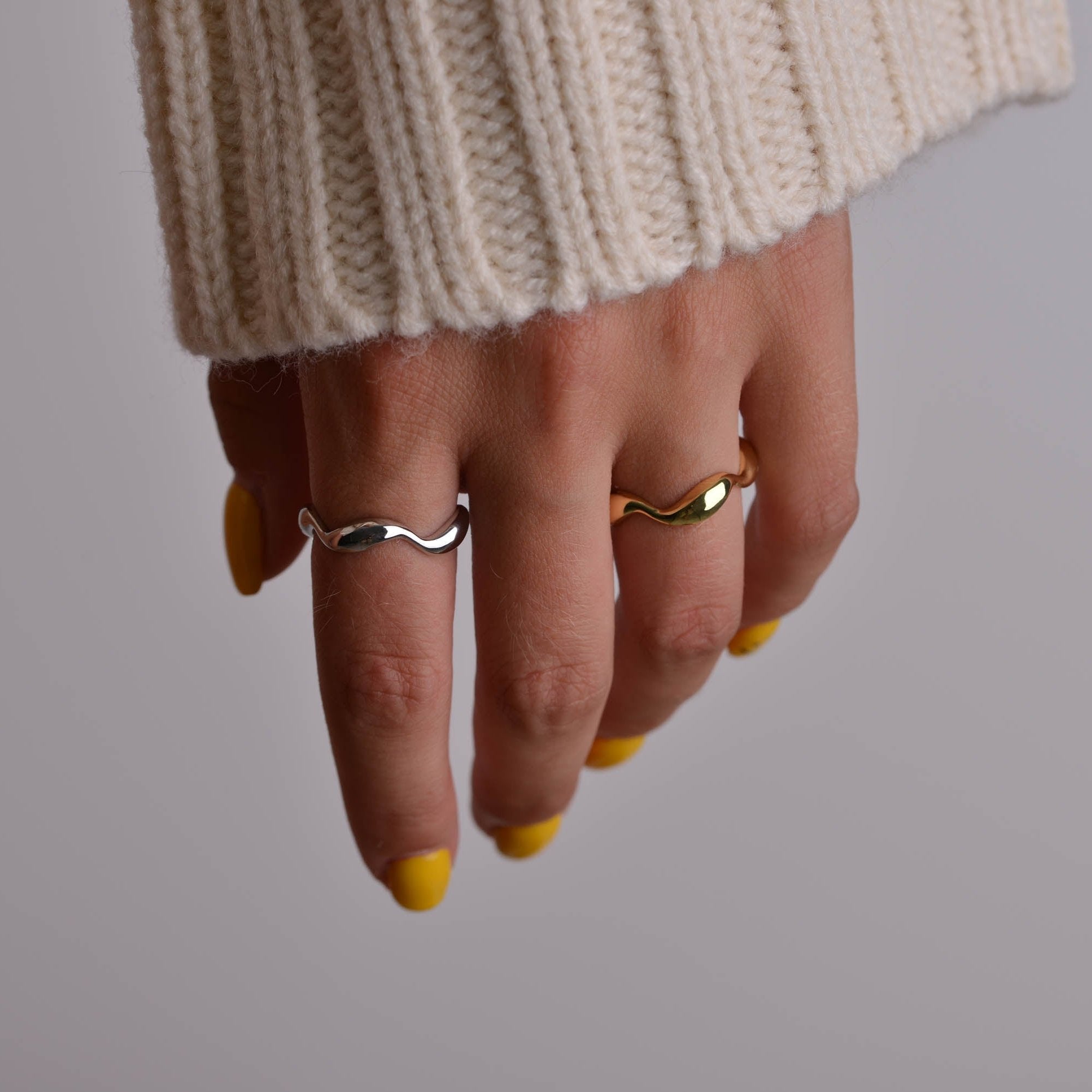 Wavy Silver and Gold Ring