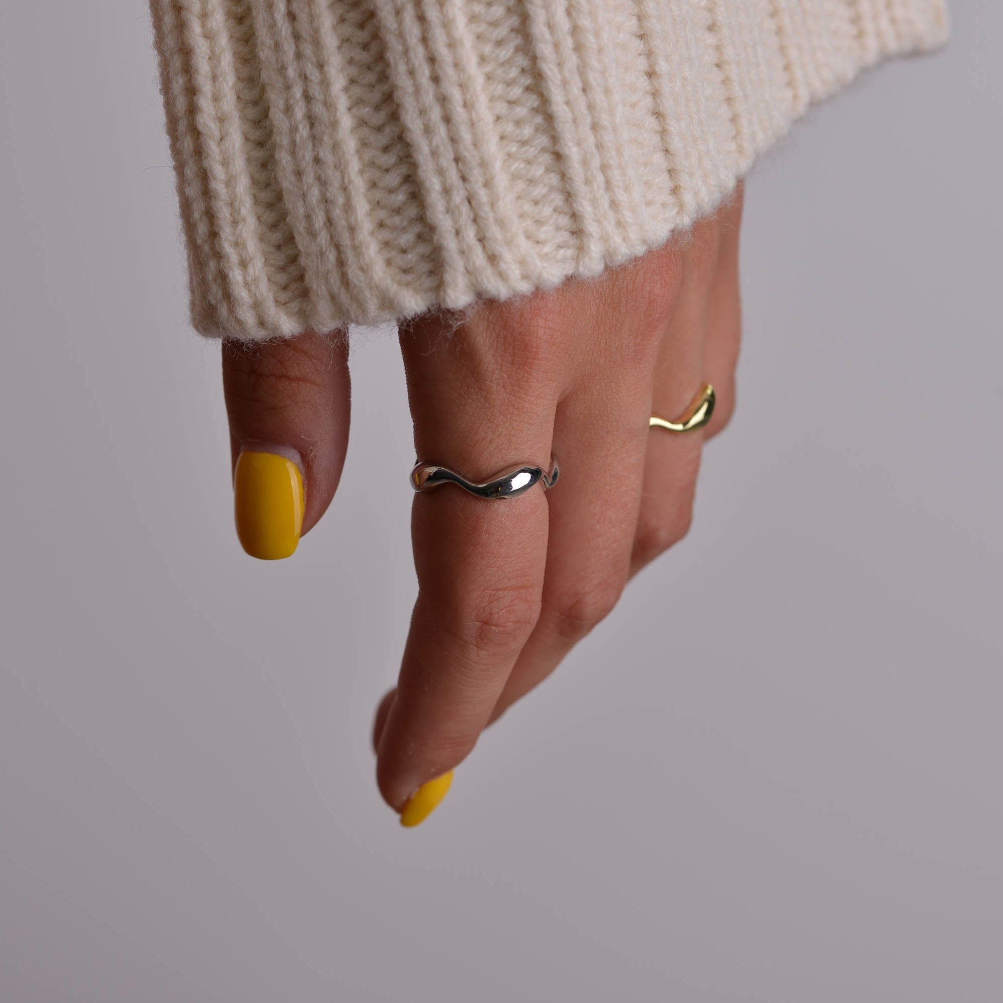 Wavy Silver and Gold Ring