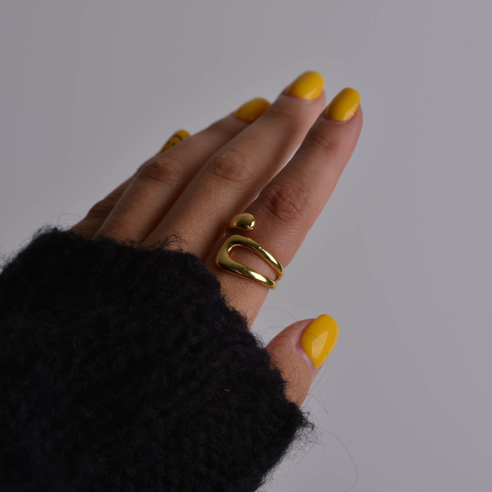 Gold Signet Geometric Ring