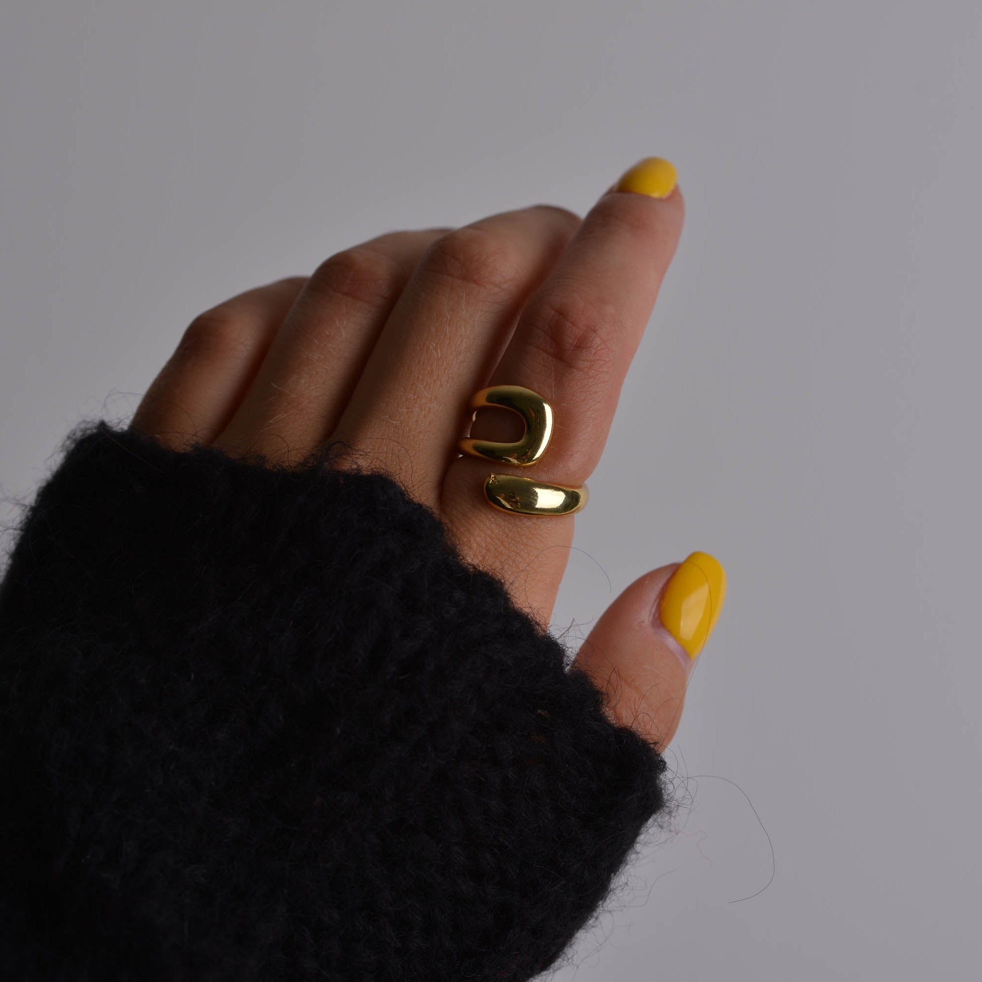 Gold Signet Geometric Ring