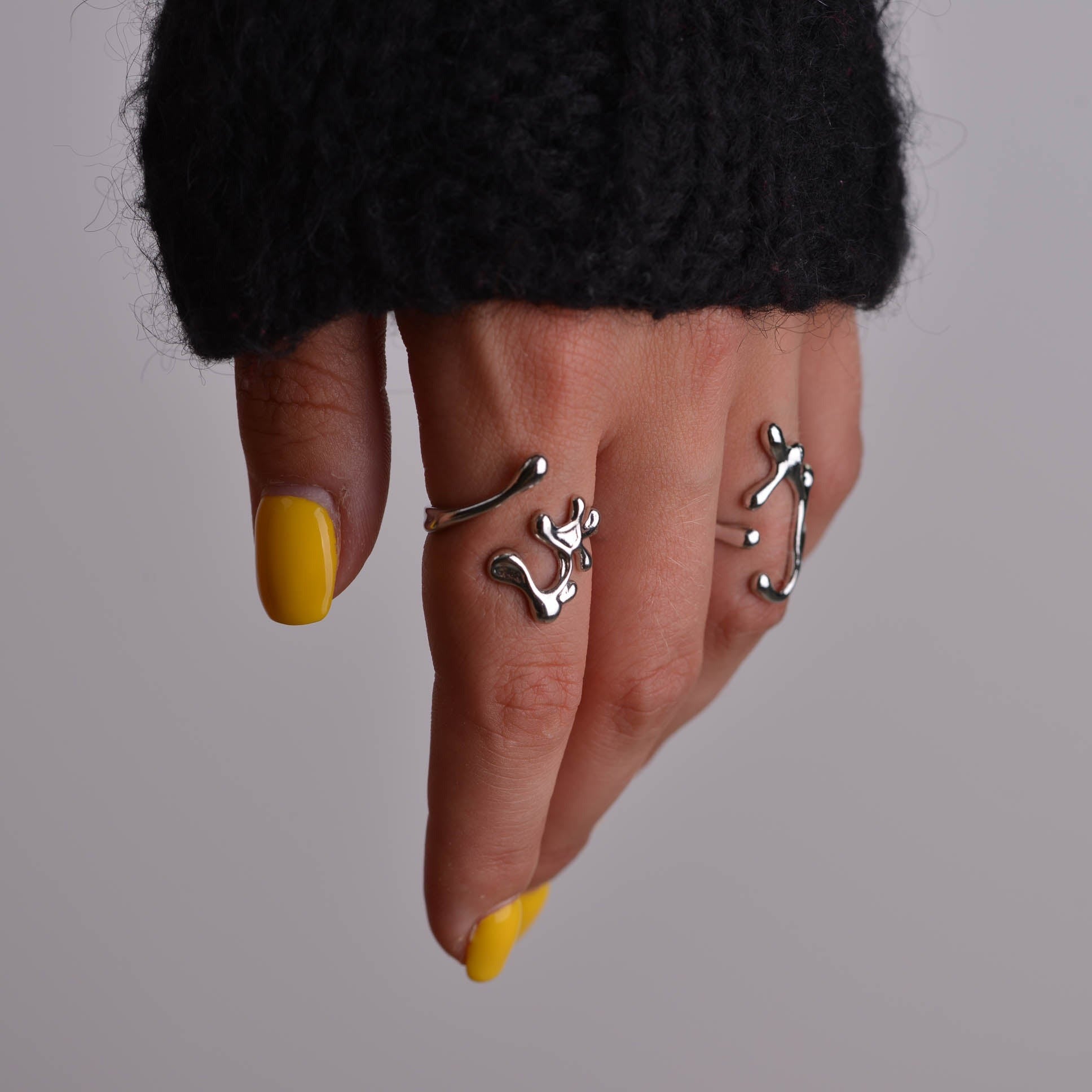 Asymmetrical Silver Ring Set