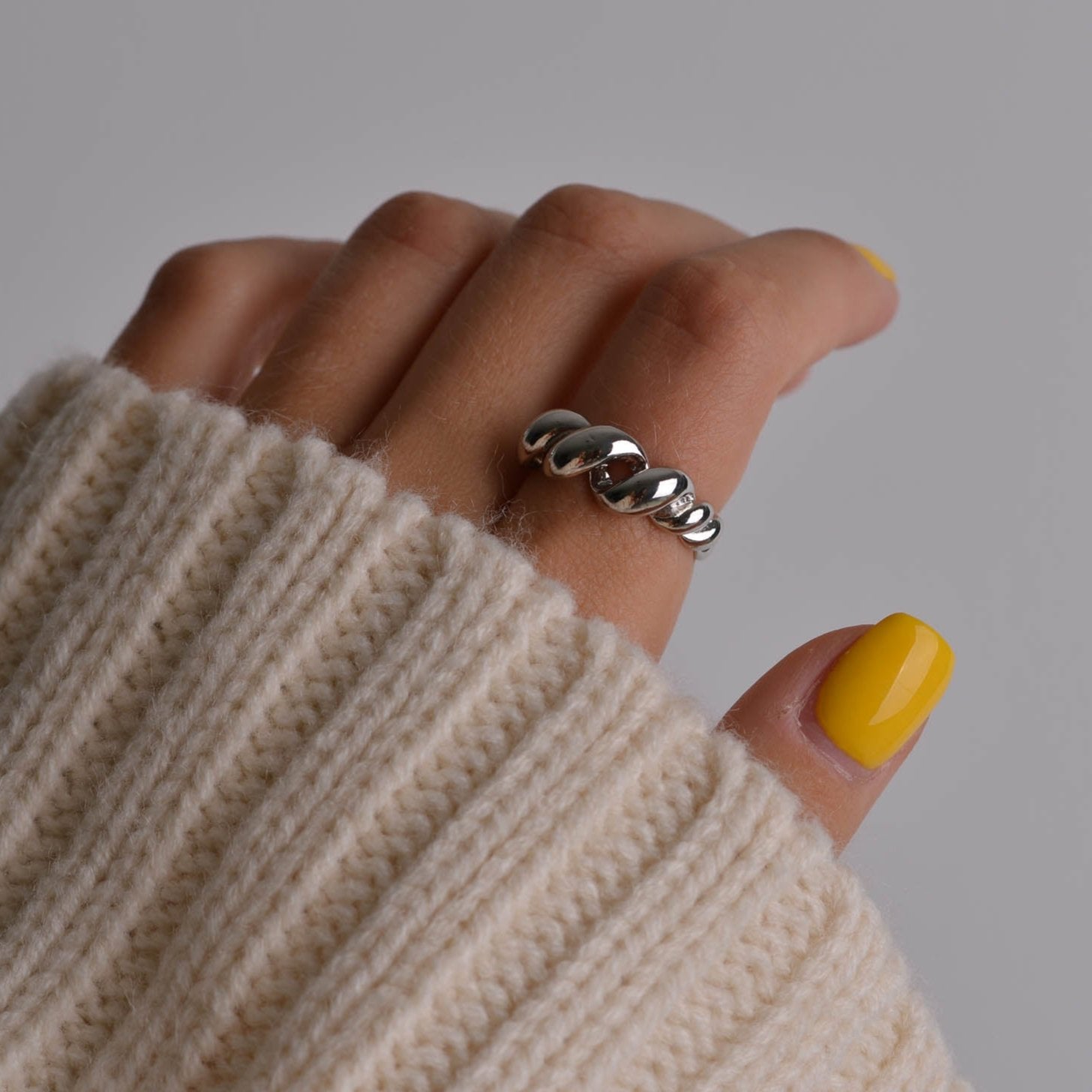 Dainty Chunky Metal Silver Ring