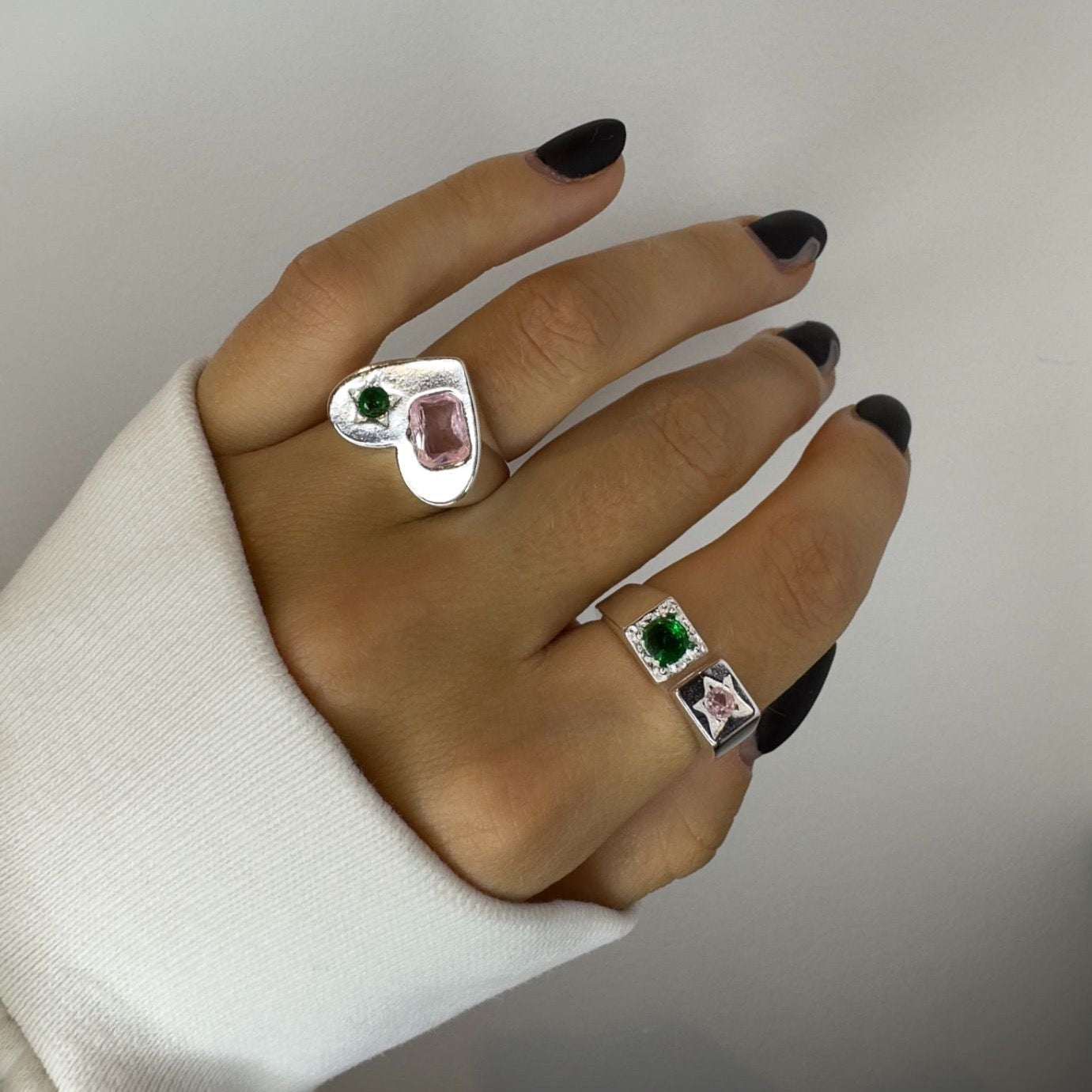 Multicolour Crystal Silver Ring