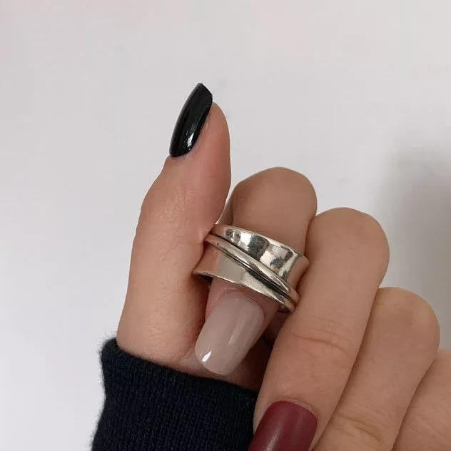 Adjustable Chunky Silver Ring