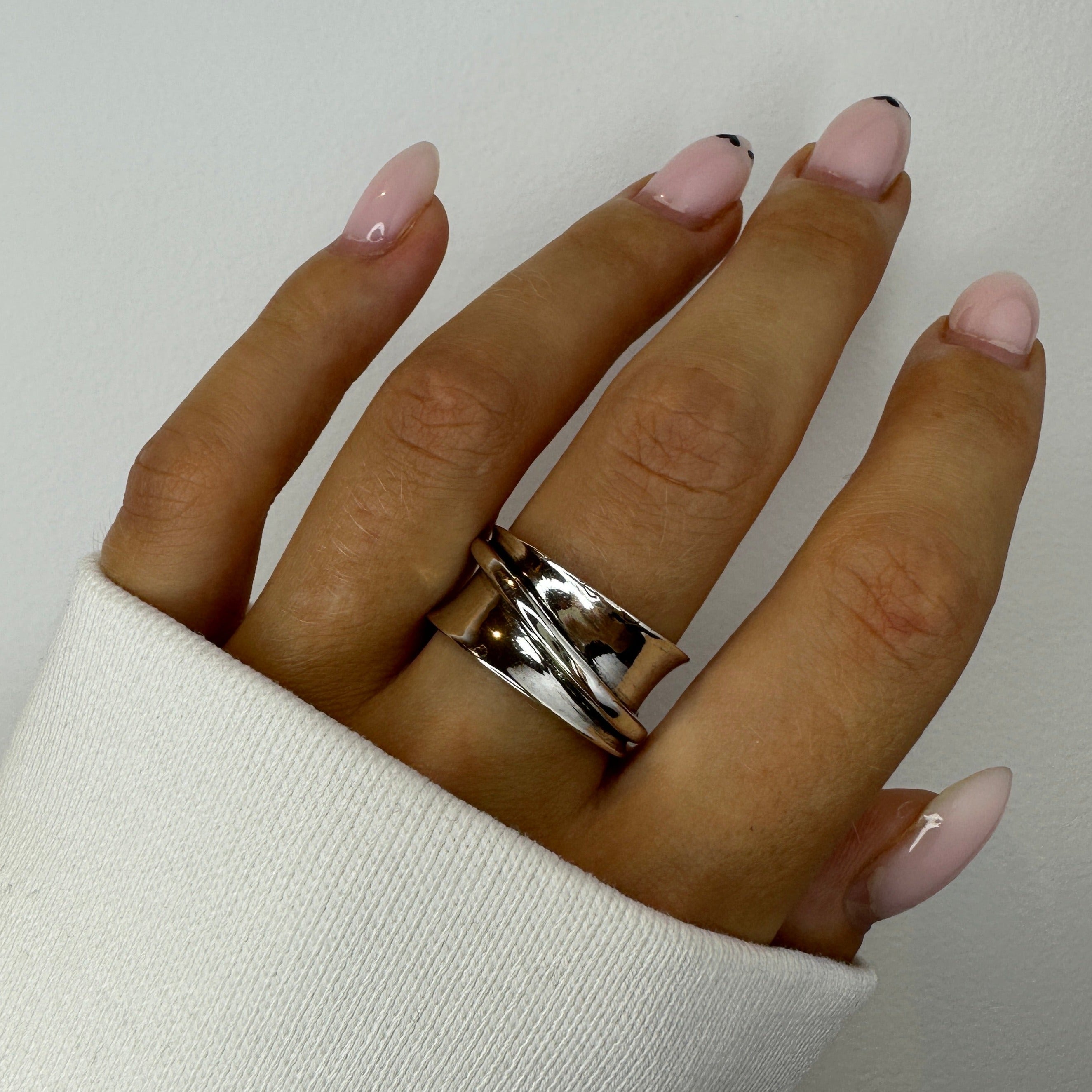 Adjustable Chunky Silver Ring