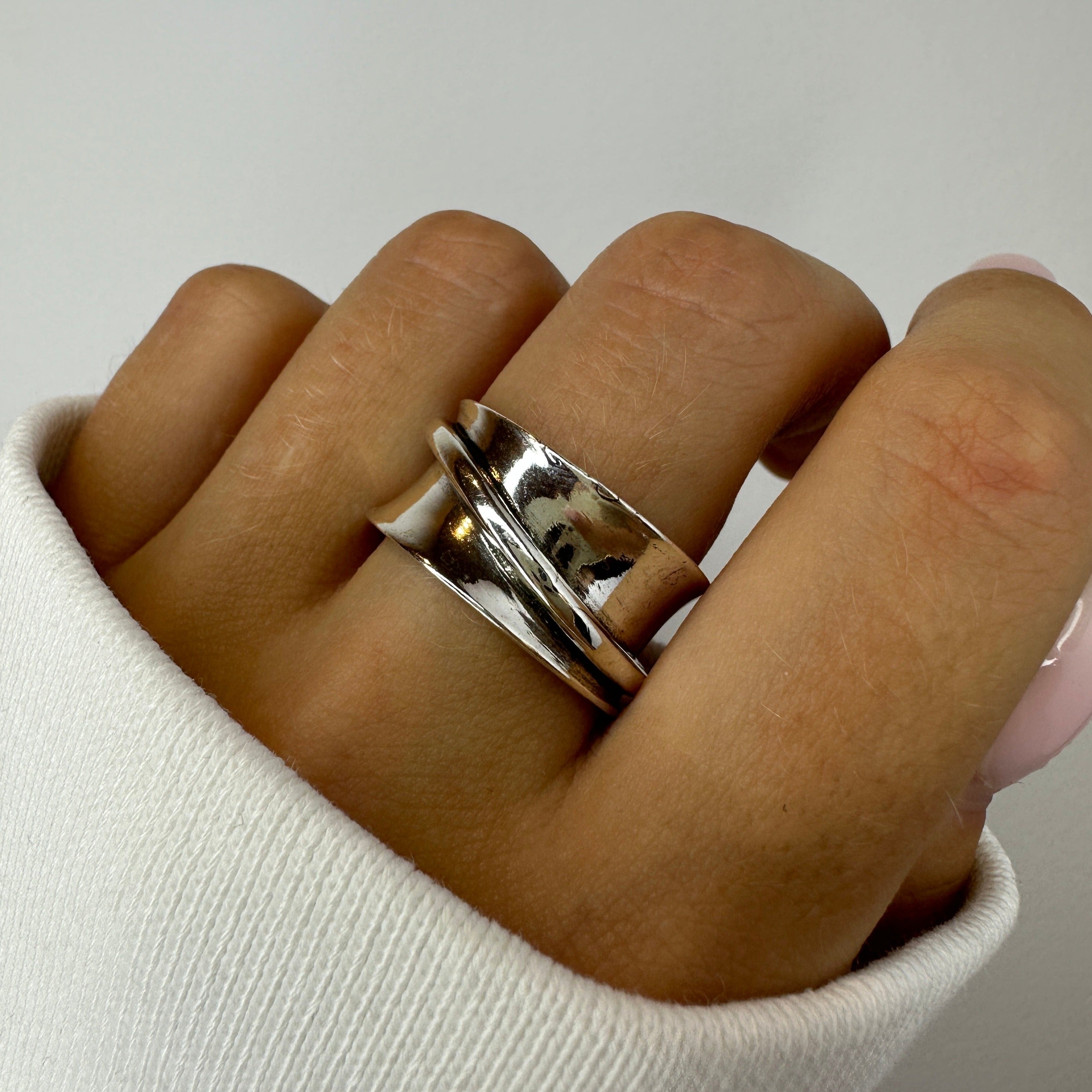 Adjustable Chunky Silver Ring