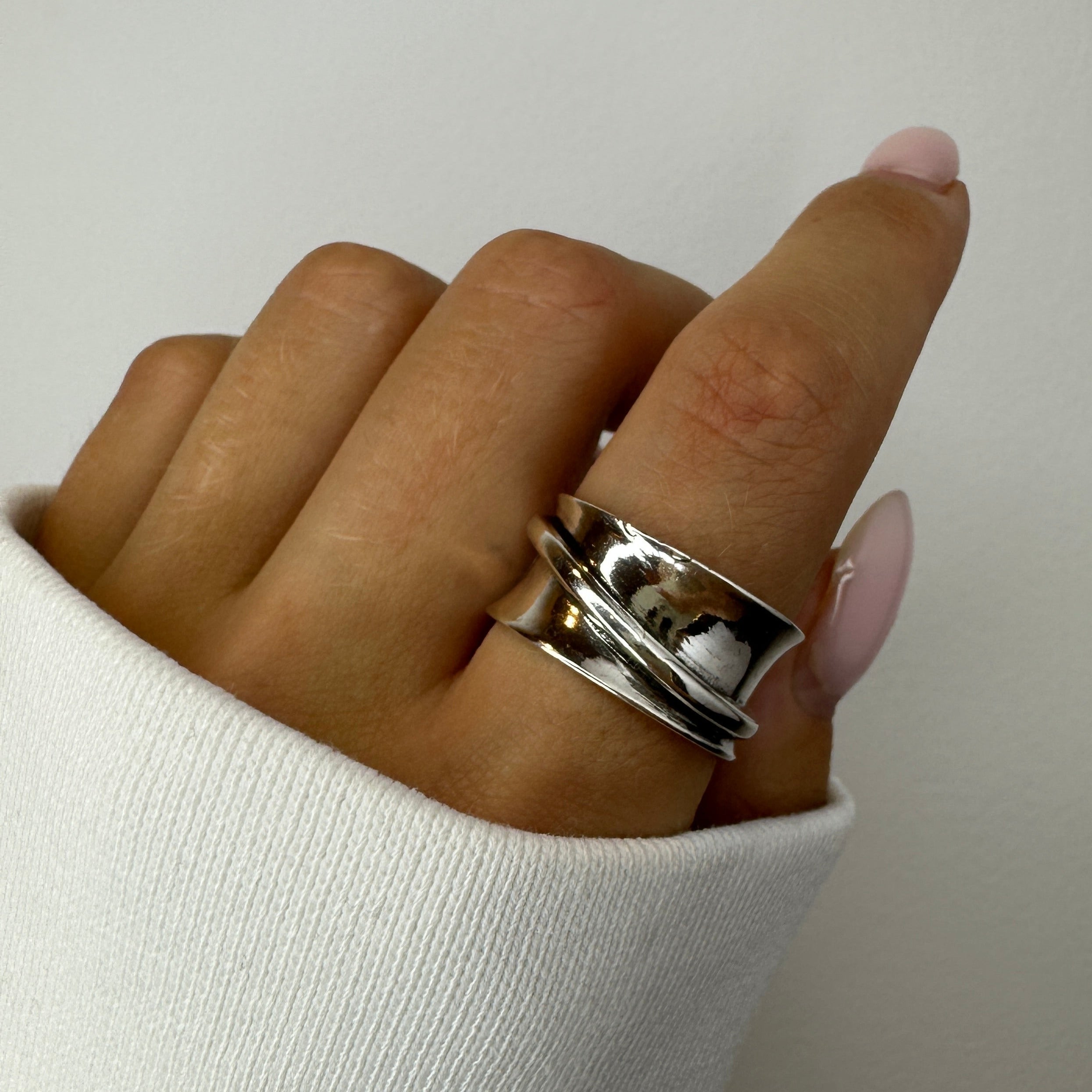 Adjustable Chunky Silver Ring