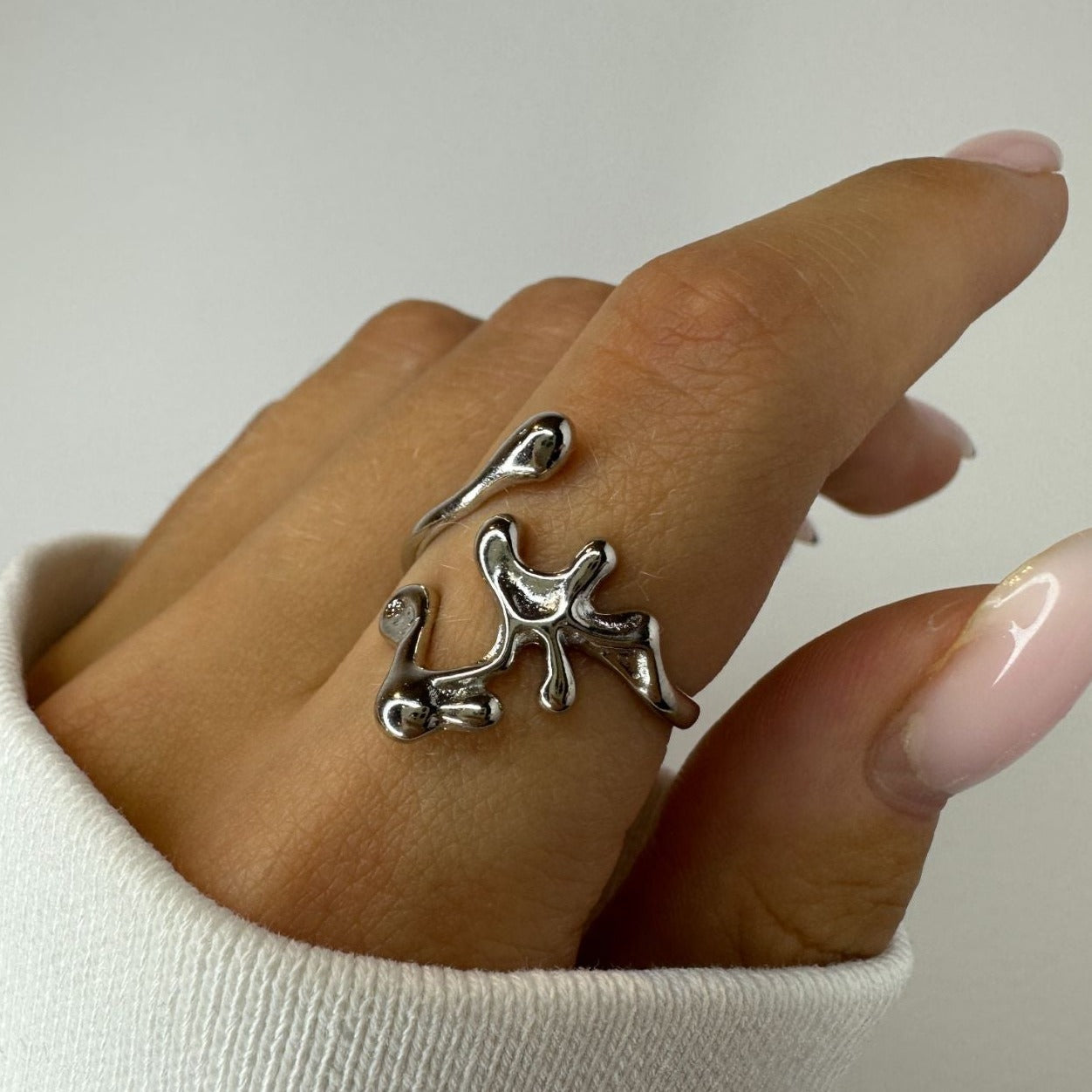 Asymmetrical Silver Ring Set