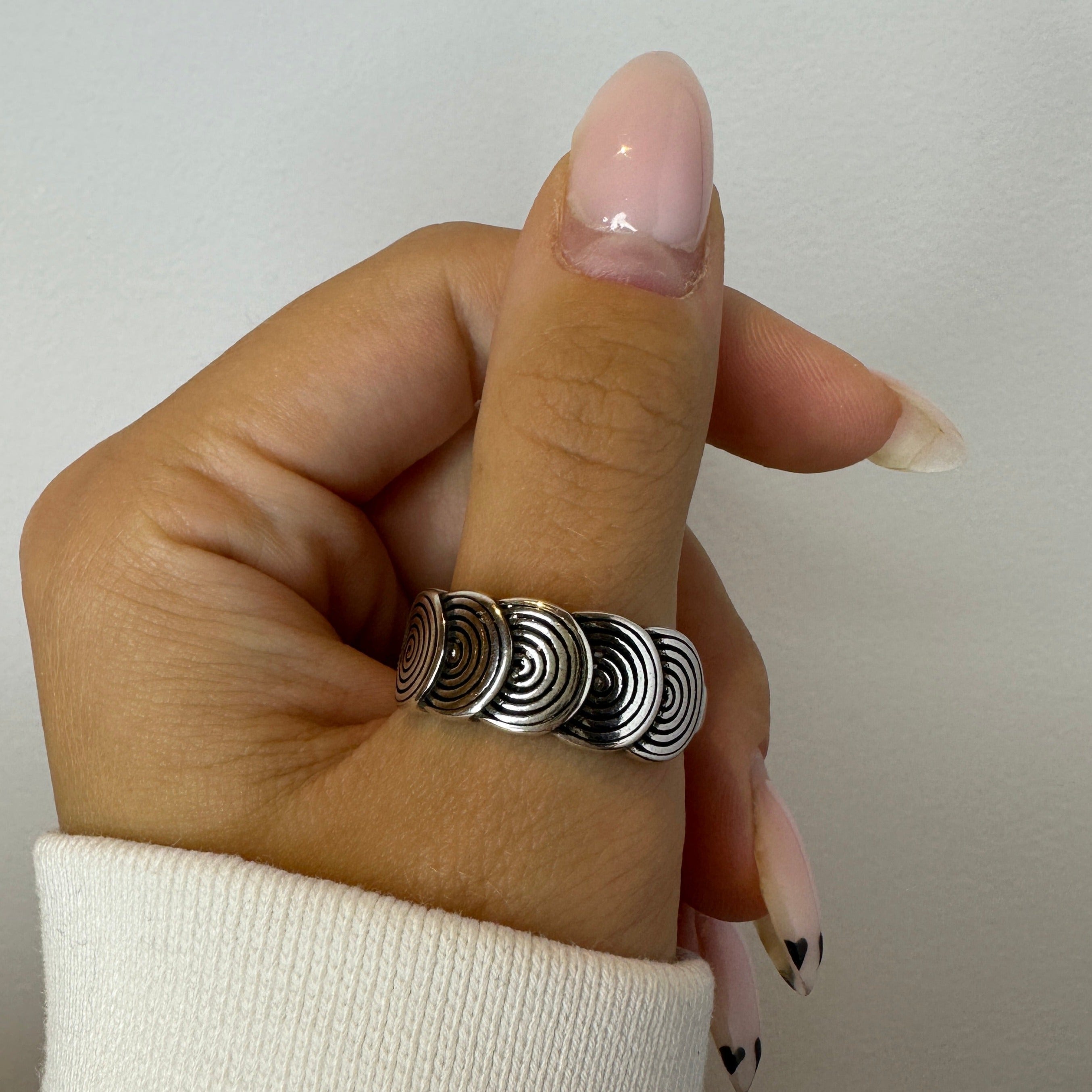 Textured Silver Circle Ring