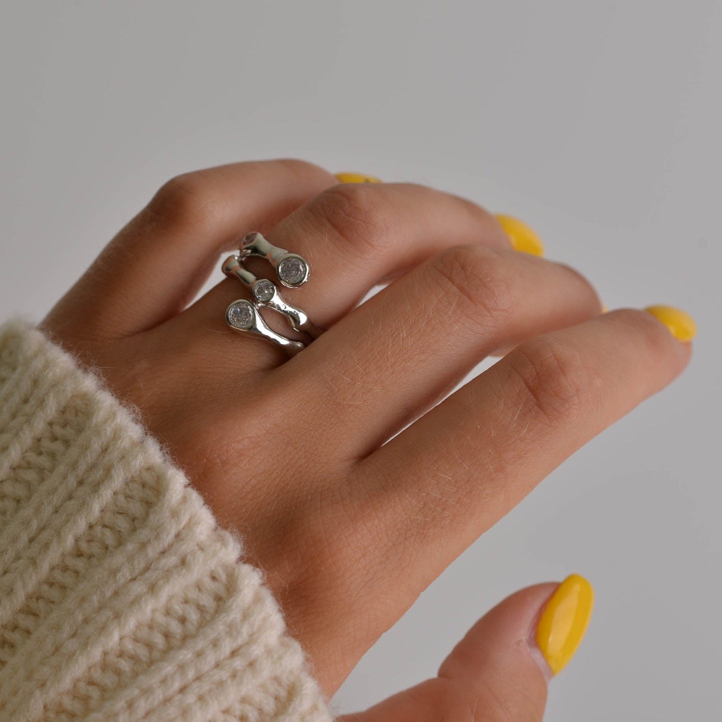 Unique Cubic Zirconia Gemstone Silver Ring