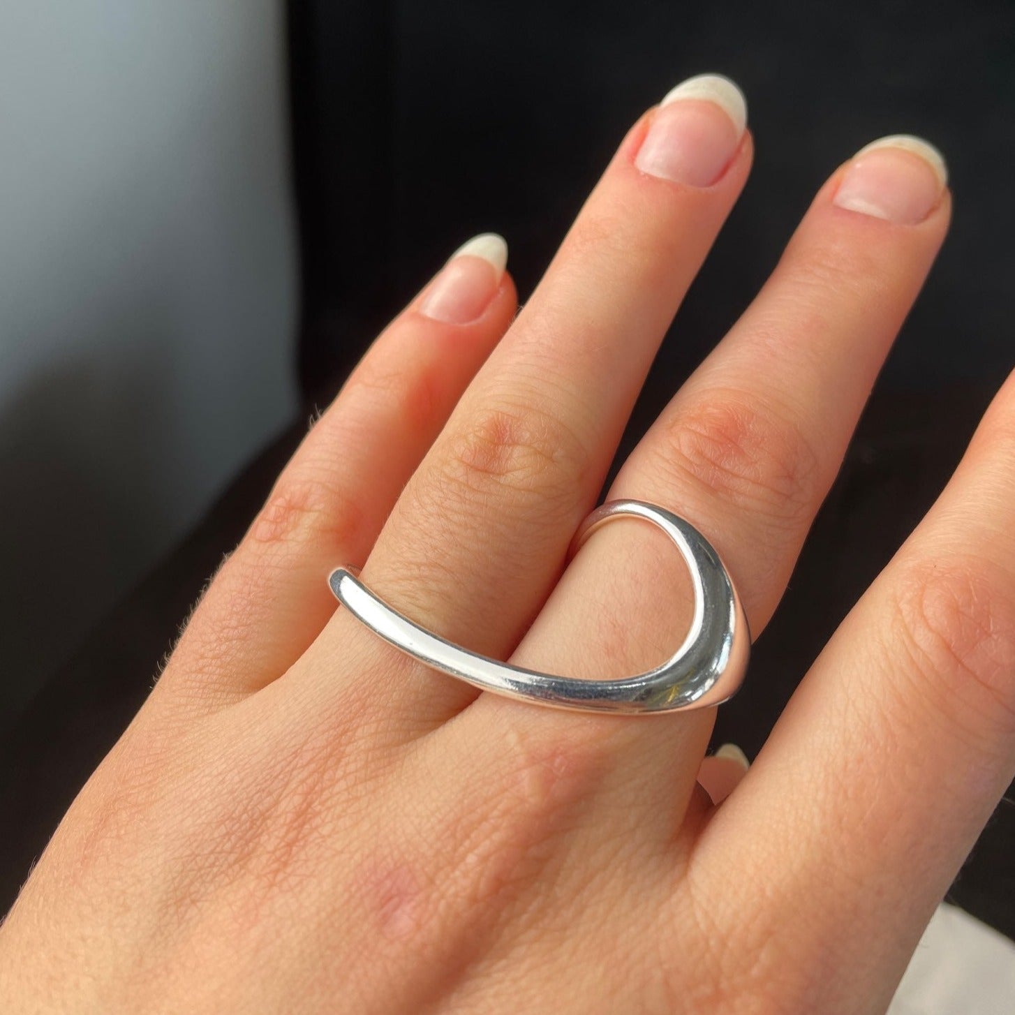 Elegant Two-Finger Silver Ring