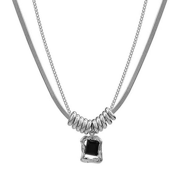 Silver Onyx Pendant Necklace