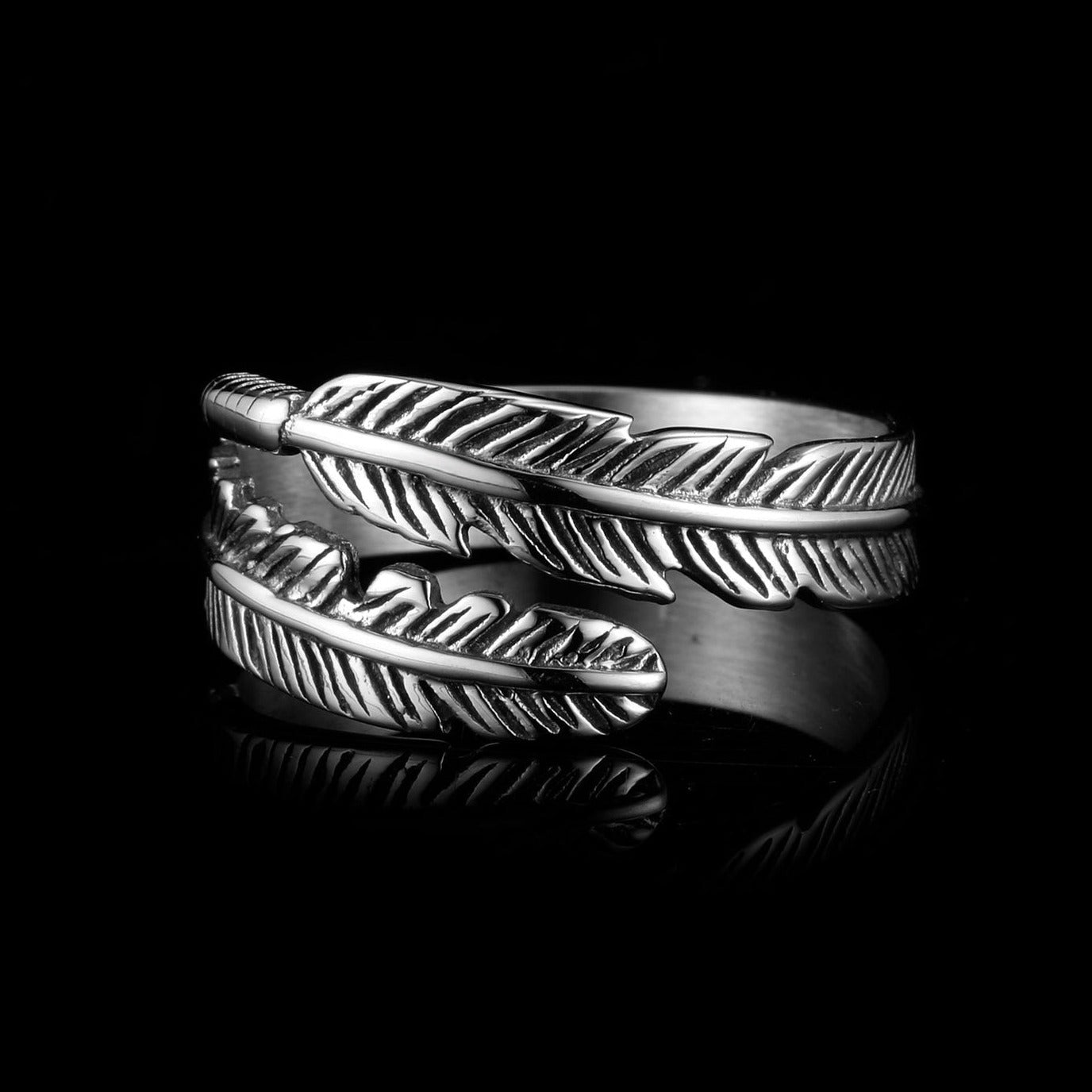 Adjustable Silver Feather Ring