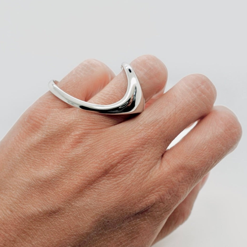 Elegant Two-Finger Silver Ring