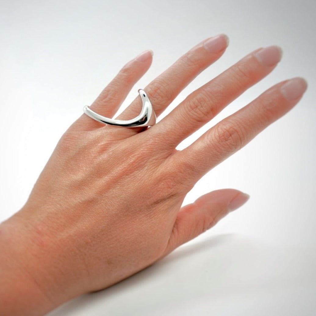 Elegant Two-Finger Silver Ring